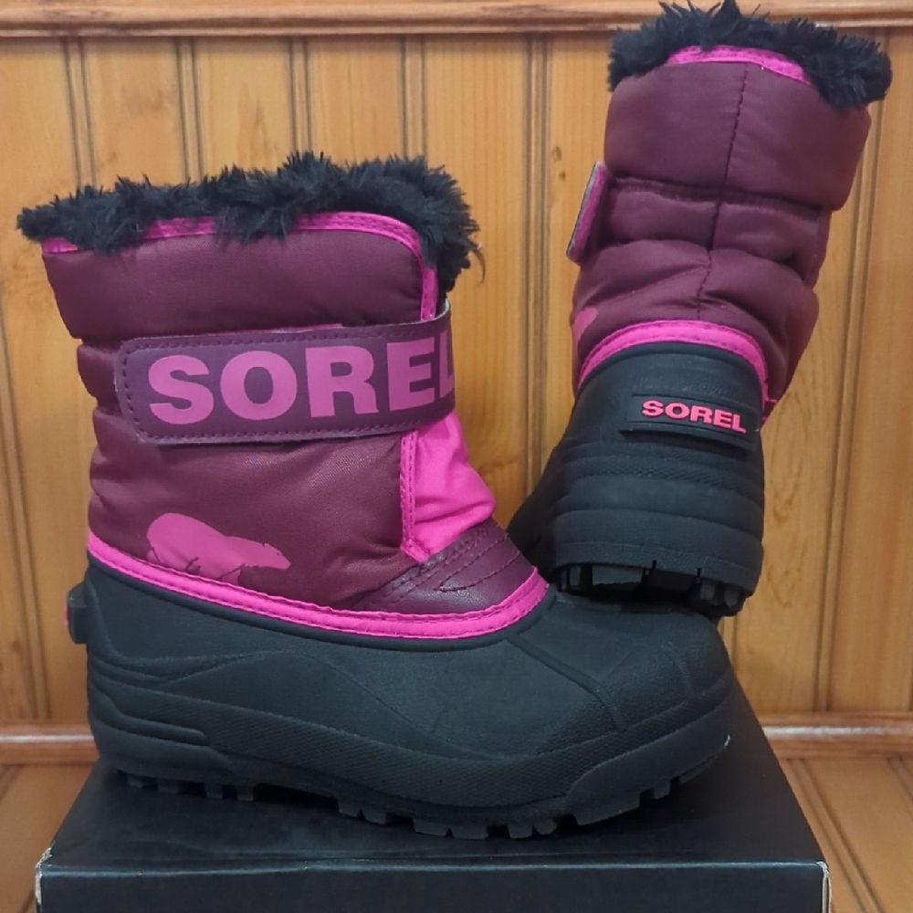 Sorel Snow Commander Little Girls Snow Boots - Size 13 / Pink & Purple Like New